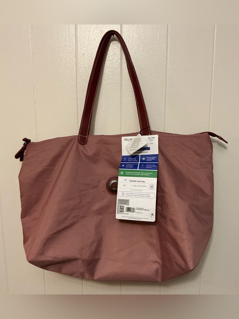 NWT DELSEY Paris Chatelet Air 2.0 17.5" Foldable Travel Tote Bag Pink Carry On
